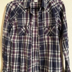 Ariat Women's Plaid Button-Down Shirt in Navy, Purple, and White Rodeo Western